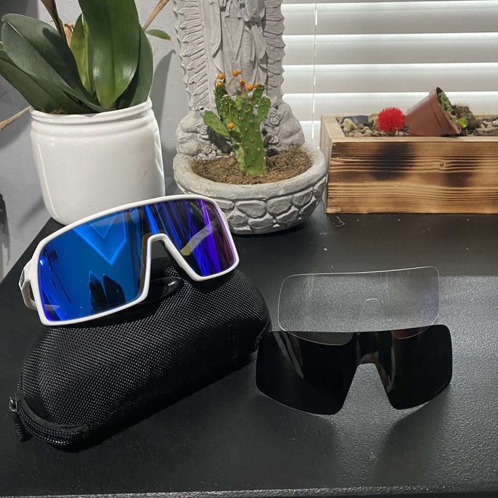 White and blue Oakley Radar